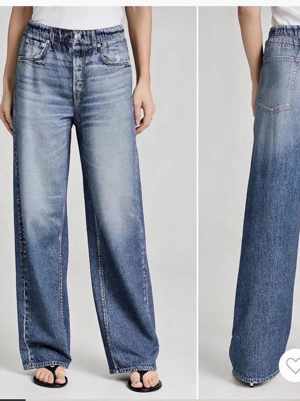 rag & bone Featherweight Miramar Wide Leg Jeans Straight Leg Jeans Blue Waist 31